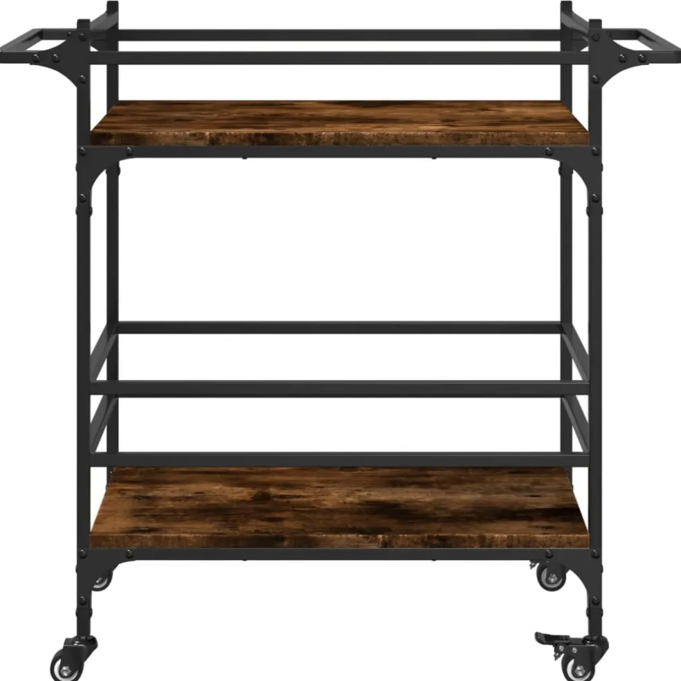 vidaXL Keukentrolley 82x40x78,5 cm bewerkt hout gerookt eikenkleurig