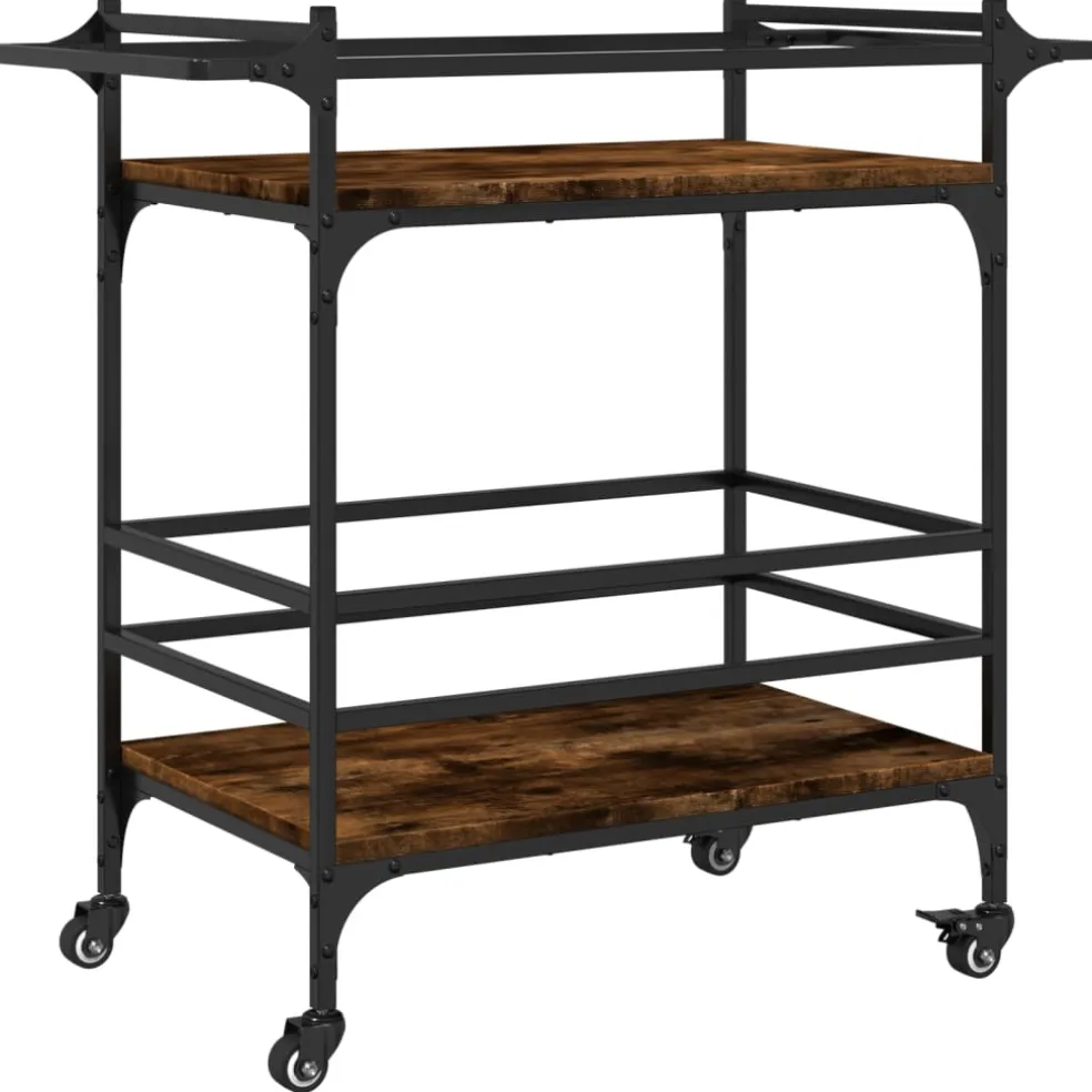vidaXL Keukentrolley 82x40x78,5 cm bewerkt hout gerookt eikenkleurig