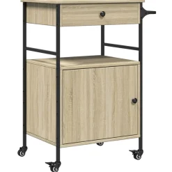 vidaXL Keukentrolley 56x43x89,5 cm bewerkt hout sonoma eikenkleurig