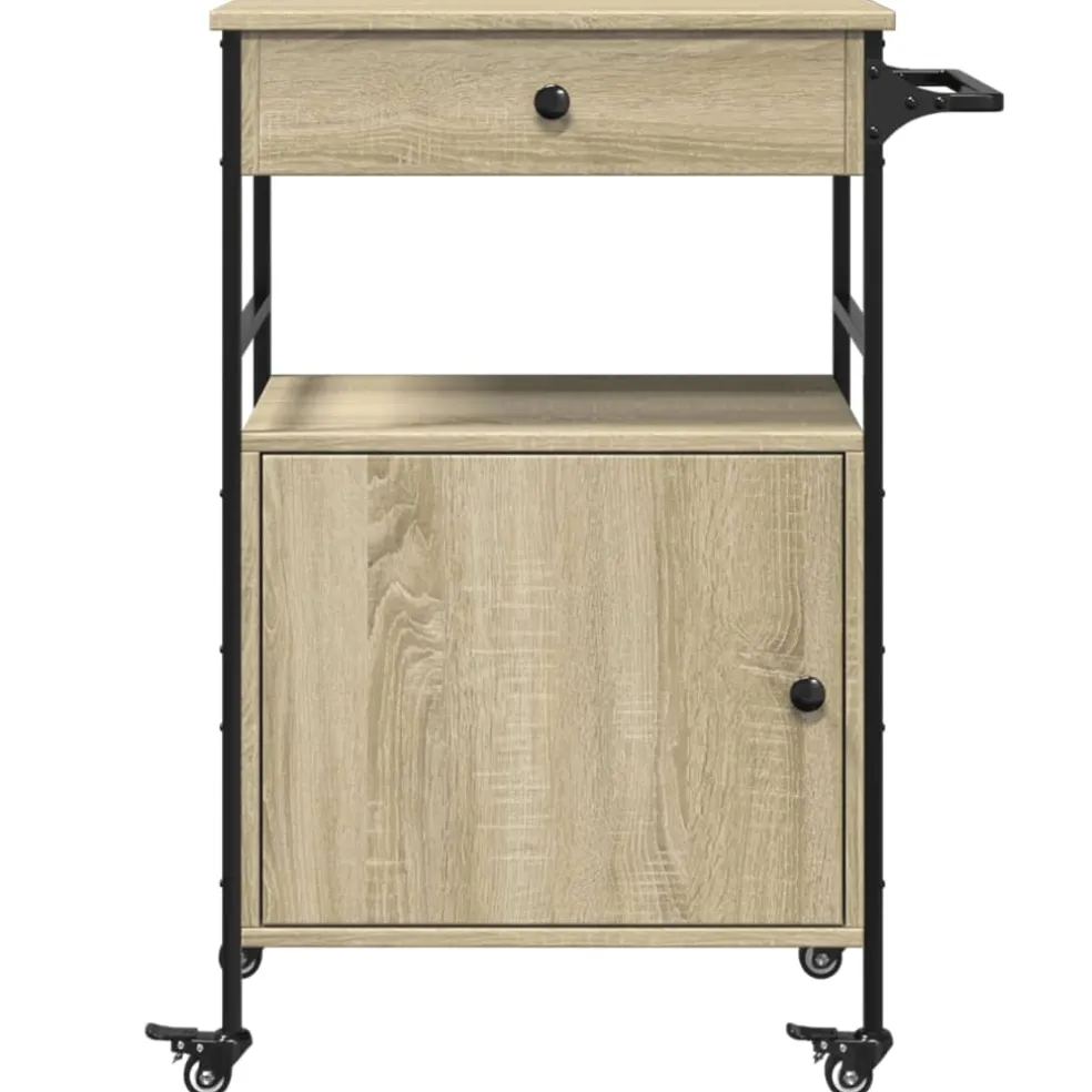 vidaXL Keukentrolley 56x43x89,5 cm bewerkt hout sonoma eikenkleurig