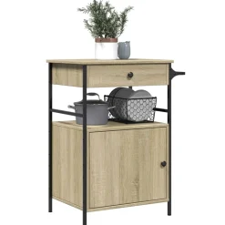 vidaXL Keukentrolley 56x43x89,5 cm bewerkt hout sonoma eikenkleurig