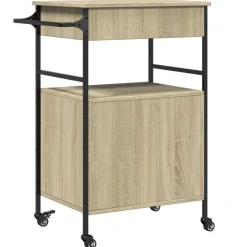 vidaXL Keukentrolley 56x43x89,5 cm bewerkt hout sonoma eikenkleurig