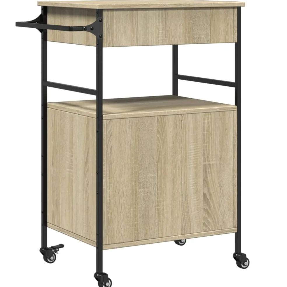 vidaXL Keukentrolley 56x43x89,5 cm bewerkt hout sonoma eikenkleurig