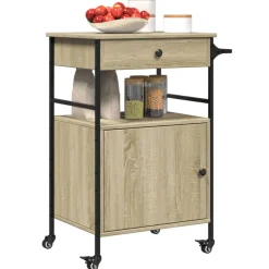 vidaXL Keukentrolley 56x43x89,5 cm bewerkt hout sonoma eikenkleurig