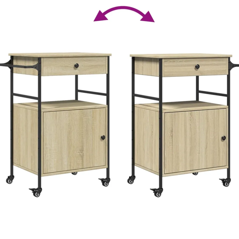 vidaXL Keukentrolley 56x43x89,5 cm bewerkt hout sonoma eikenkleurig