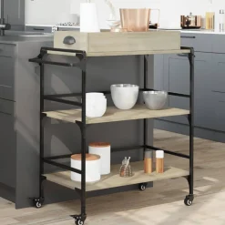 vidaXL Keukentrolley 81,5x41x92,5 cm bewerkt hout sonoma eikenkleurig