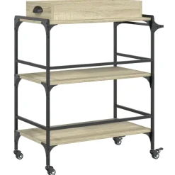 vidaXL Keukentrolley 81,5x41x92,5 cm bewerkt hout sonoma eikenkleurig