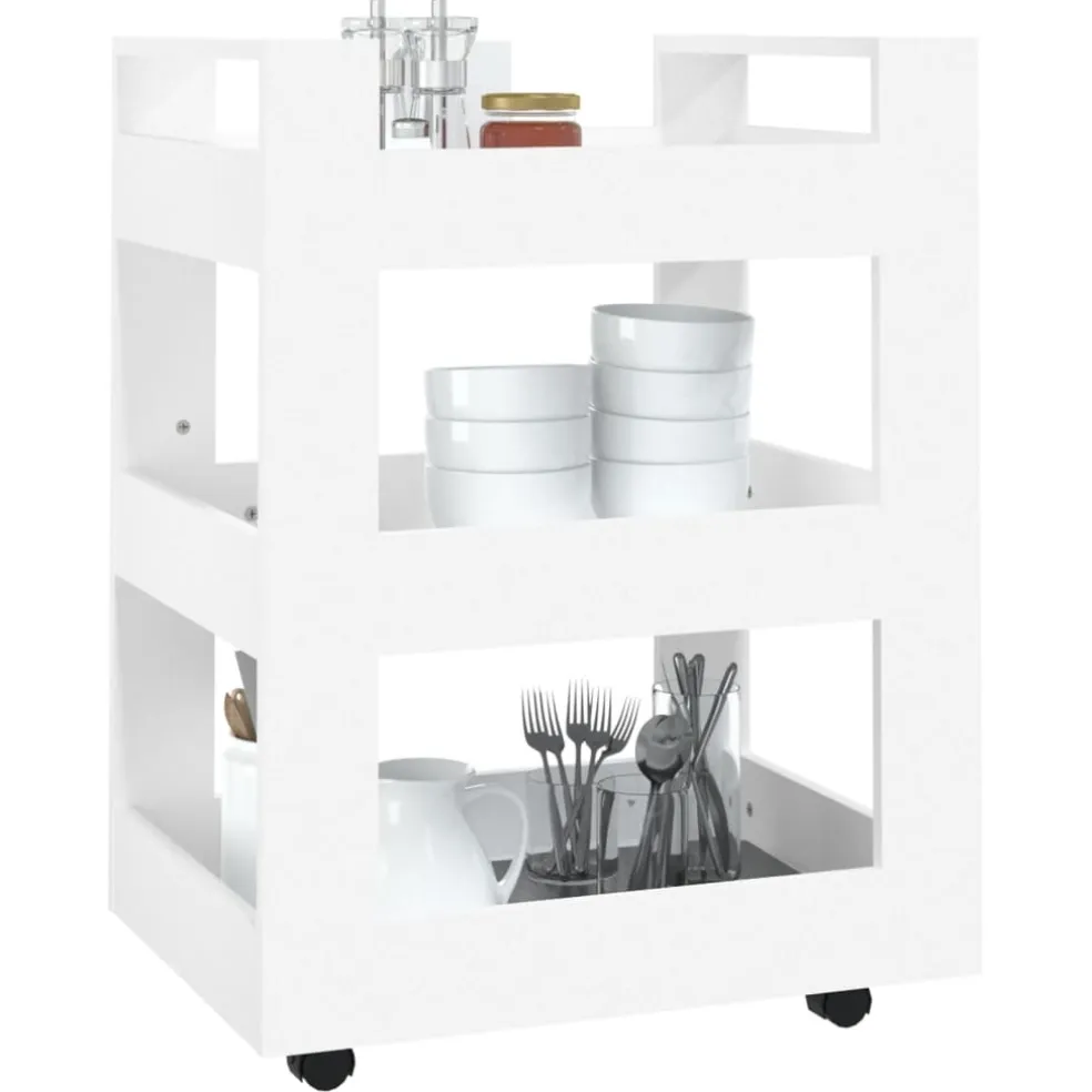 vidaXL Keukentrolley 60x45x80 cm bewerkt hout wit