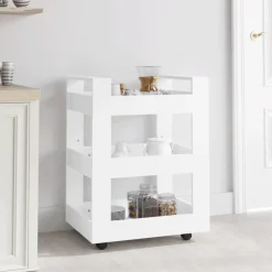 vidaXL Keukentrolley 60x45x80 cm bewerkt hout wit