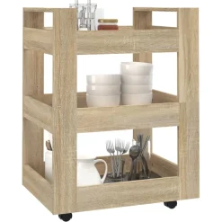 vidaXL Keukentrolley 60x45x80 cm bewerkt hout sonoma eikenkleurig