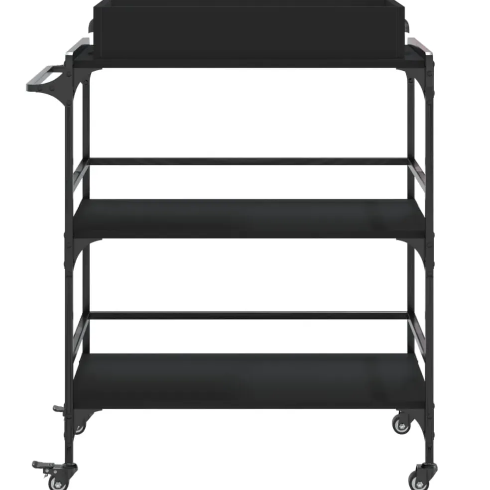 vidaXL Keukentrolley 81,5x41x92,5 cm bewerkt hout zwart