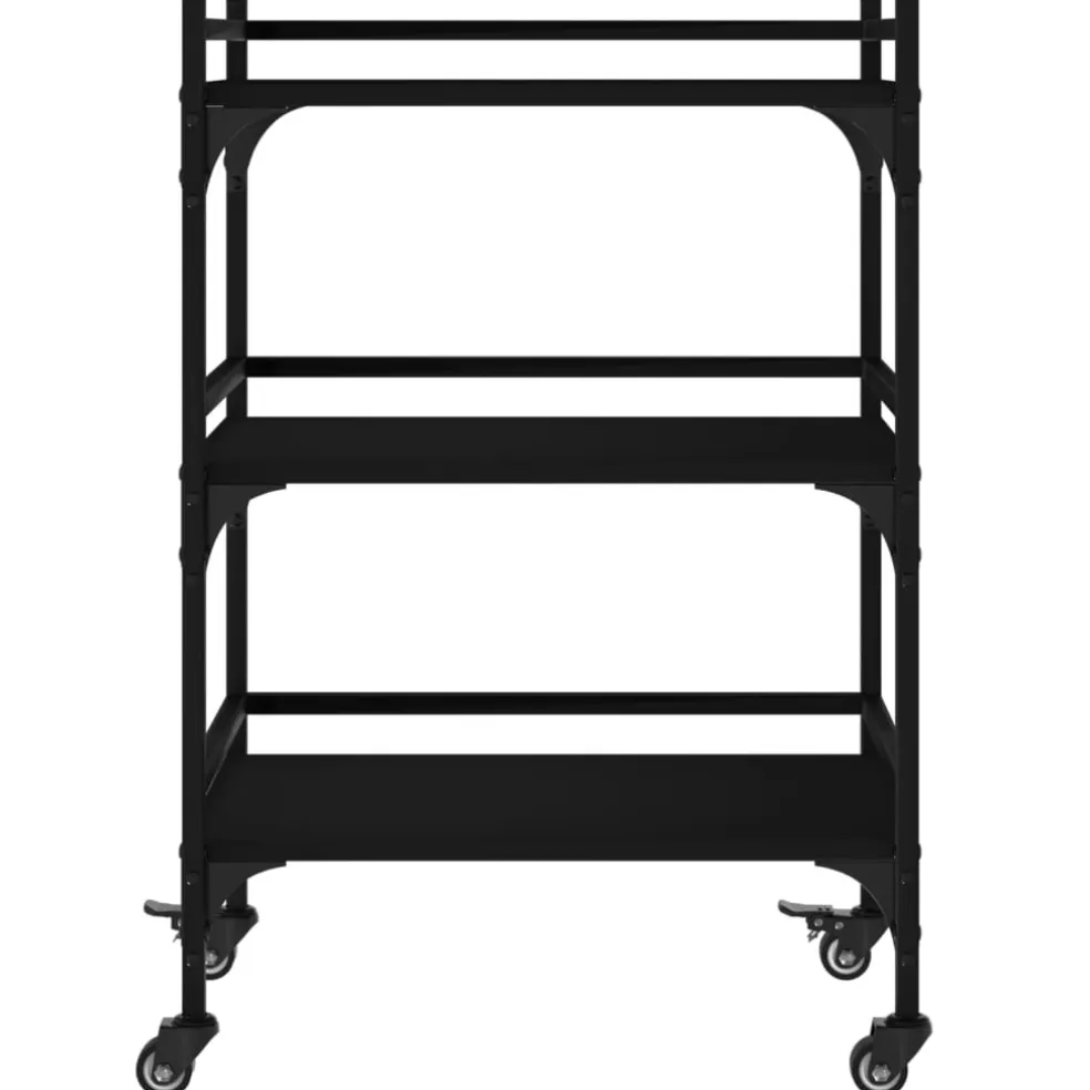 vidaXL Keukentrolley 50x35x75,5 cm bewerkt hout zwart