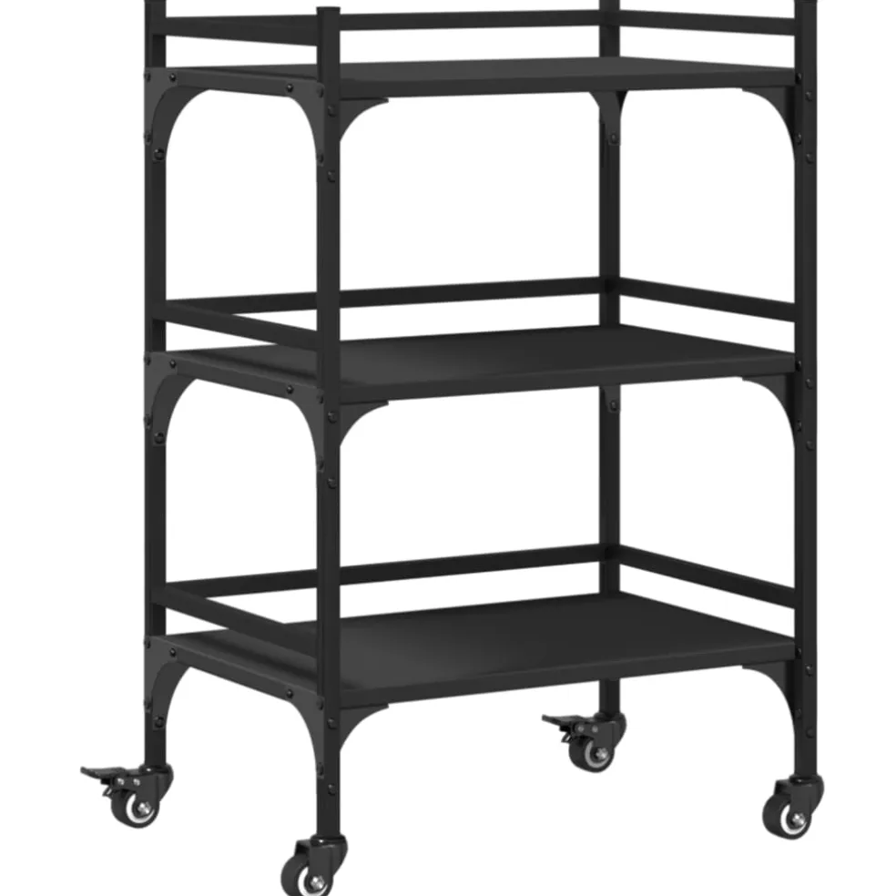 vidaXL Keukentrolley 50x35x75,5 cm bewerkt hout zwart