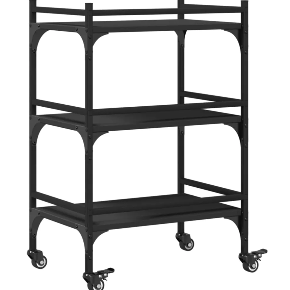 vidaXL Keukentrolley 50x35x75,5 cm bewerkt hout zwart