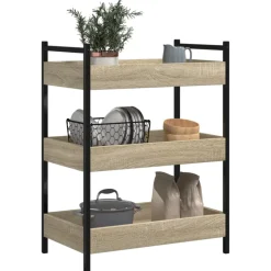 vidaXL Keukentrolley 50x30x70 cm bewerkt hout sonoma eikenkleurig