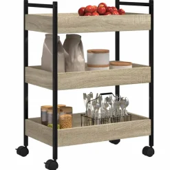 vidaXL Keukentrolley 50x30x70 cm bewerkt hout sonoma eikenkleurig