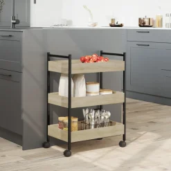 vidaXL Keukentrolley 50x30x70 cm bewerkt hout sonoma eikenkleurig