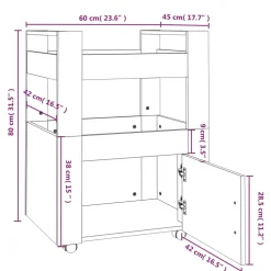 vidaXL Keukentrolley 60x45x80 cm bewerkt hout sonoma eikenkleurig