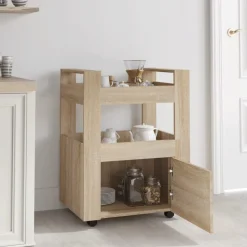 vidaXL Keukentrolley 60x45x80 cm bewerkt hout sonoma eikenkleurig