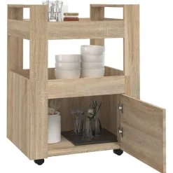 vidaXL Keukentrolley 60x45x80 cm bewerkt hout sonoma eikenkleurig