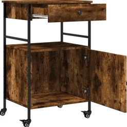 vidaXL Keukentrolley 56x43x89,5 cm bewerkt hout gerookt eikenkleurig