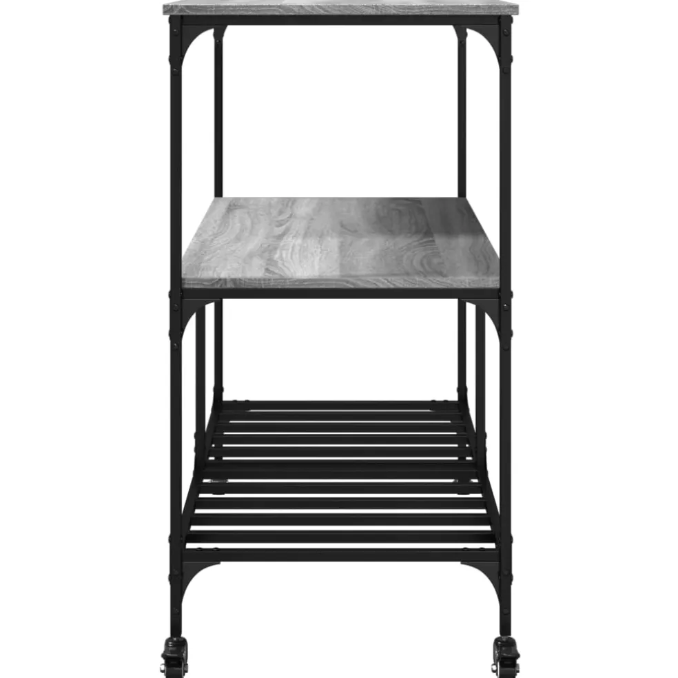 vidaXL Keukentrolley 100x50x95 cm bewerkt hout grijs sonoma eikenkleur