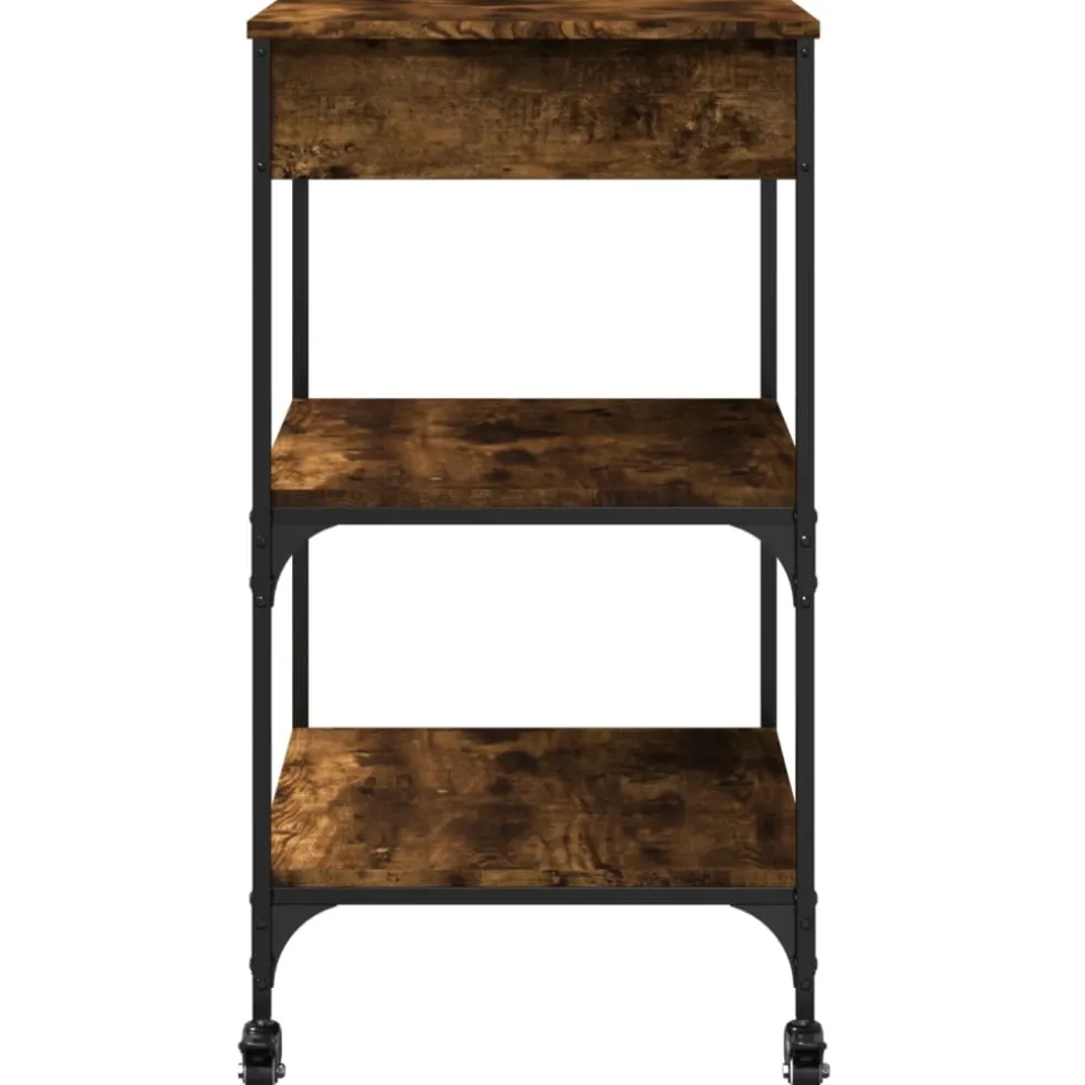 vidaXL Keukentrolley 60x48x89,5 cm bewerkt hout gerookt eikenkleurig