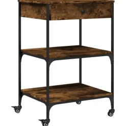 vidaXL Keukentrolley 60x48x89,5 cm bewerkt hout gerookt eikenkleurig