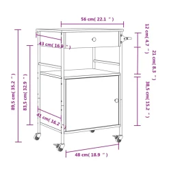 vidaXL Keukentrolley 56x43x89,5 cm bewerkt hout grijs sonoma eiken