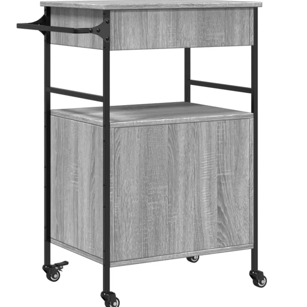 vidaXL Keukentrolley 56x43x89,5 cm bewerkt hout grijs sonoma eiken