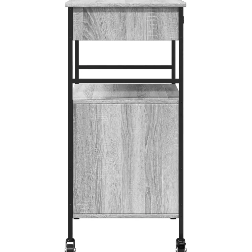 vidaXL Keukentrolley 56x43x89,5 cm bewerkt hout grijs sonoma eiken