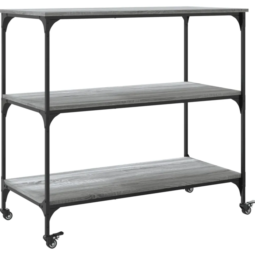 vidaXL Keukentrolley 102x50x95 cm bewerkt hout grijs sonoma eiken