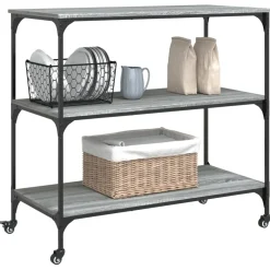 vidaXL Keukentrolley 102x50x95 cm bewerkt hout grijs sonoma eiken