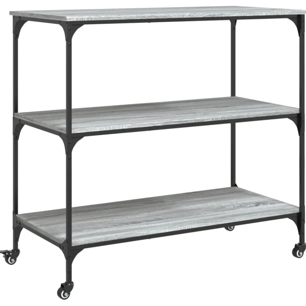 vidaXL Keukentrolley 102x50x95 cm bewerkt hout grijs sonoma eiken