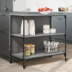 vidaXL Keukentrolley 102x50x95 cm bewerkt hout grijs sonoma eiken