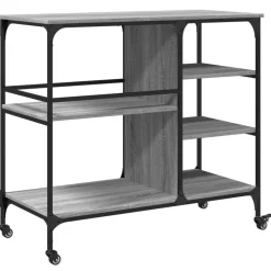 vidaXL Keukentrolley 100x45x89,5 cm bewerkt hout grijs sonoma eiken