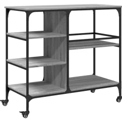 vidaXL Keukentrolley 100x45x89,5 cm bewerkt hout grijs sonoma eiken
