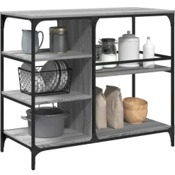 vidaXL Keukentrolley 82x40x78,5 cm bewerkt hout bruin eikenkleurig
