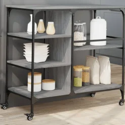 vidaXL Keukentrolley 82x40x78,5 cm bewerkt hout bruin eikenkleurig