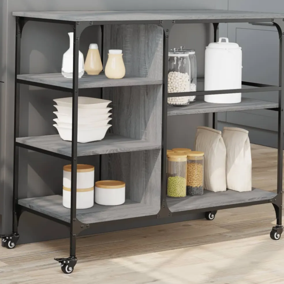 vidaXL Keukentrolley 82x40x78,5 cm bewerkt hout bruin eikenkleurig