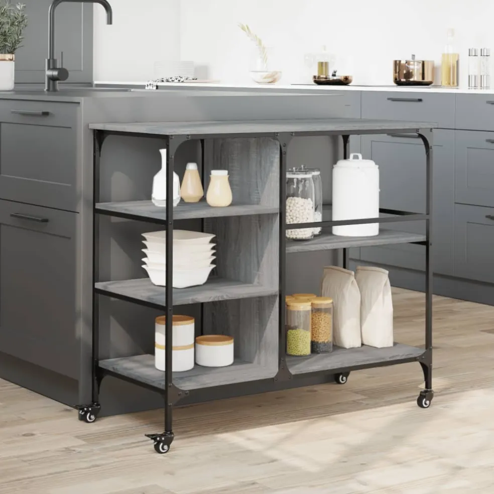 vidaXL Keukentrolley 82x40x78,5 cm bewerkt hout bruin eikenkleurig