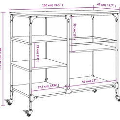 vidaXL Keukentrolley 82x40x78,5 cm bewerkt hout bruin eikenkleurig