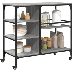 vidaXL Keukentrolley 82x40x78,5 cm bewerkt hout bruin eikenkleurig