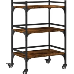 vidaXL Keukentrolley 50x35x75,5 cm bewerkt hout gerookt eikenkleurig