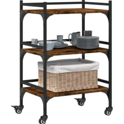 vidaXL Keukentrolley 50x35x75,5 cm bewerkt hout gerookt eikenkleurig
