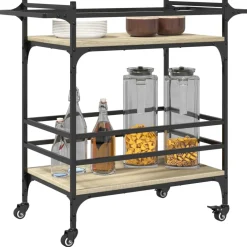 vidaXL Keukentrolley 82x40x78,5 cm bewerkt hout sonoma eikenkleurig