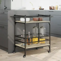 vidaXL Keukentrolley 82x40x78,5 cm bewerkt hout sonoma eikenkleurig