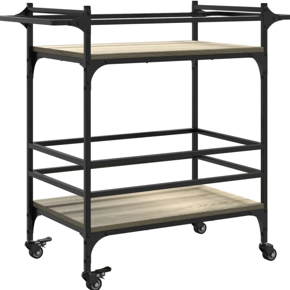 vidaXL Keukentrolley 82x40x78,5 cm bewerkt hout sonoma eikenkleurig