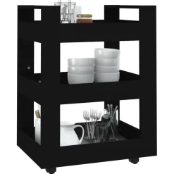 vidaXL Keukentrolley 60x45x80 cm bewerkt hout zwart