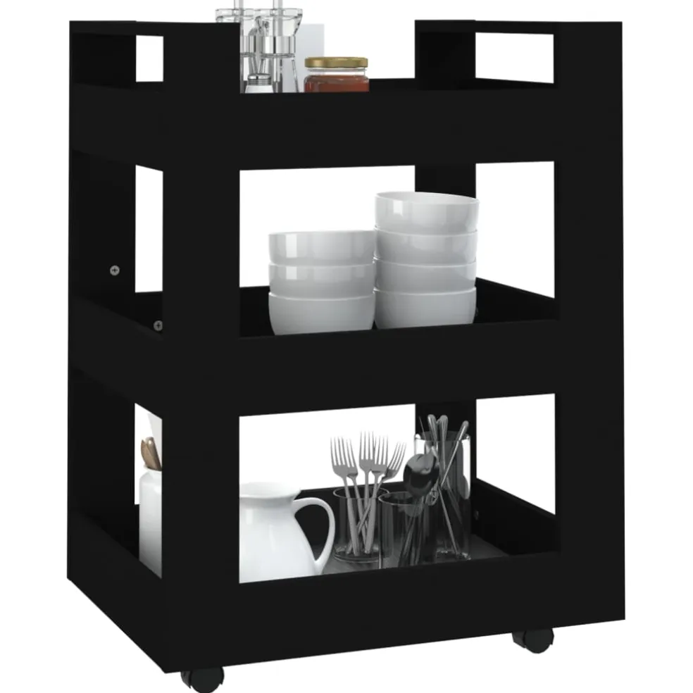 vidaXL Keukentrolley 60x45x80 cm bewerkt hout zwart